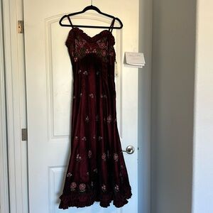 JessaKae Burgundy Floral Maxi Dress
